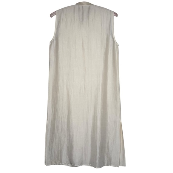 Eileen Fisher Silk Side Slit Sleeveless Full Button Midi Dress M Mandarin Collar - Picture 12 of 14